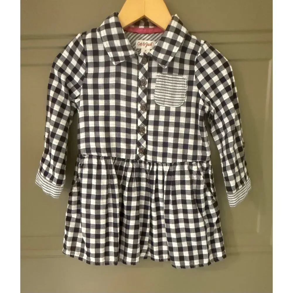 Lot of 3 Girls Dresses 2t 3t Chambray Gingham Floral